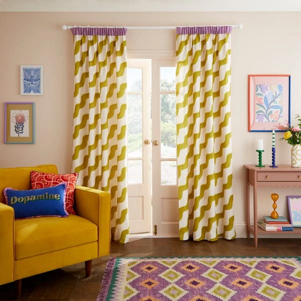 Sophie Robinson Hazy Wave Pencil Pleat Curtains 1 Sophie Robinson Hazy Wave Pencil Pleat Curtains