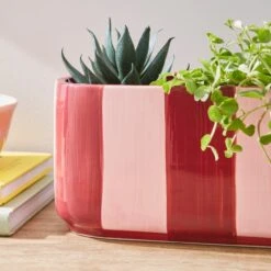 Elements Striped Ceramic Windowsill Plant Pot -ELEND SHOP 30943036 alt01