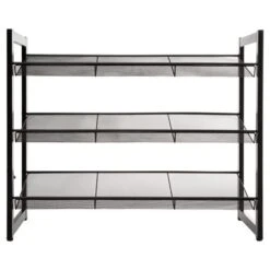Metal Black 9 Pair Shoe Storage Rack