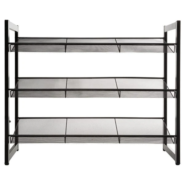 Metal Black 9 Pair Shoe Storage Rack 1 Metal Black 9 Pair Shoe Storage Rack
