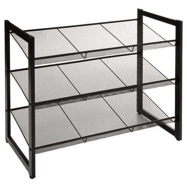 Metal Black 9 Pair Shoe Storage Rack 2 Metal Black 9 Pair Shoe Storage Rack - Image 2