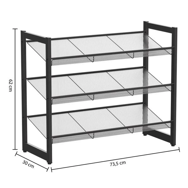 Metal Black 9 Pair Shoe Storage Rack 3 Metal Black 9 Pair Shoe Storage Rack - Image 3