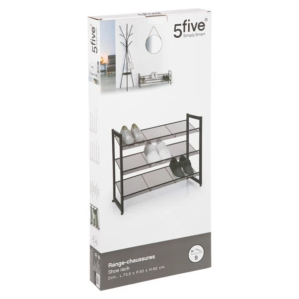 Metal Black 9 Pair Shoe Storage Rack 5 Metal Black 9 Pair Shoe Storage Rack - Image 5