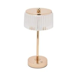 Hestia Gold Base Crystal Trim Rechargeable Colour Changing LED Touch Table Lamp