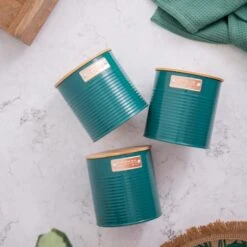 KitchenCraft Set Of 3 Airtight Metal Tea, Coffee And Sugar Canisters