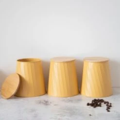 KitchenCraft Set Of 3 Metal Tea, Coffee And Sugar Canisters