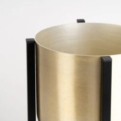 Gold Metal Plant Pot With Black Stand -ELEND SHOP 30958181 alt04