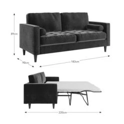 Zoe Casual Sit Velvet 3 Seater Sofa Bed -ELEND SHOP 30959051 alt09