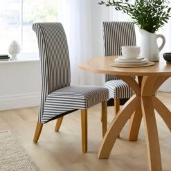 Set Of 2 Chester Linford Stripe Dining Chairs, Fabric 39 Set Of 2 Chester Linford Stripe Dining Chairs, Fabric -ELEND SHOP 30959434
