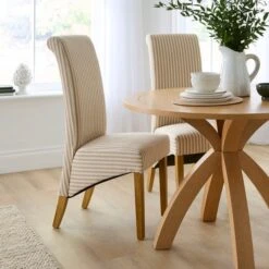 Set Of 2 Chester Linford Stripe Dining Chairs, Fabric 29 Set Of 2 Chester Linford Stripe Dining Chairs, Fabric -ELEND SHOP 30959446