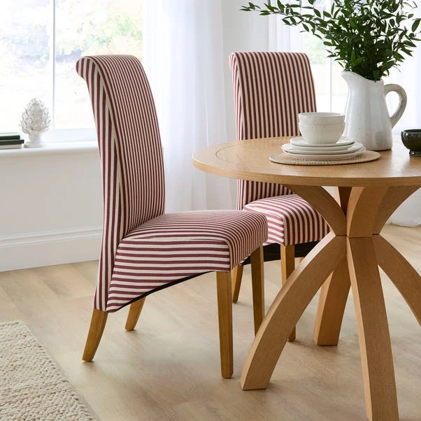 Set Of 2 Chester Linford Stripe Dining Chairs, Fabric 1 Set Of 2 Chester Linford Stripe Dining Chairs, Fabric