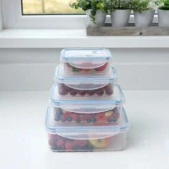 ADDIS Set Of 4 Rectangular Clip Tight Assorted Storage Containers -ELEND SHOP 30963165 alt04