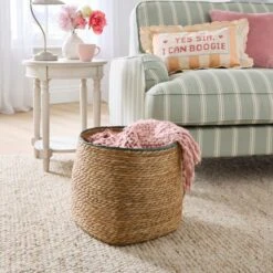 Rush Storage Basket With Trim