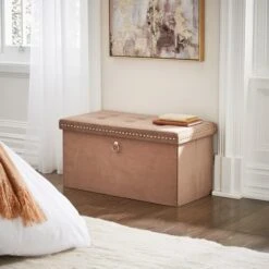 Velvet Rectangular Ottoman -ELEND SHOP 30965479