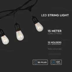 V-TAC 15 LED Festoon String Lights & Filament Bulbs Indoor Outdoor Bundle 12 V-TAC 15 LED Festoon String Lights & Filament Bulbs Indoor Outdoor Bundle -ELEND SHOP 30965938 alt02