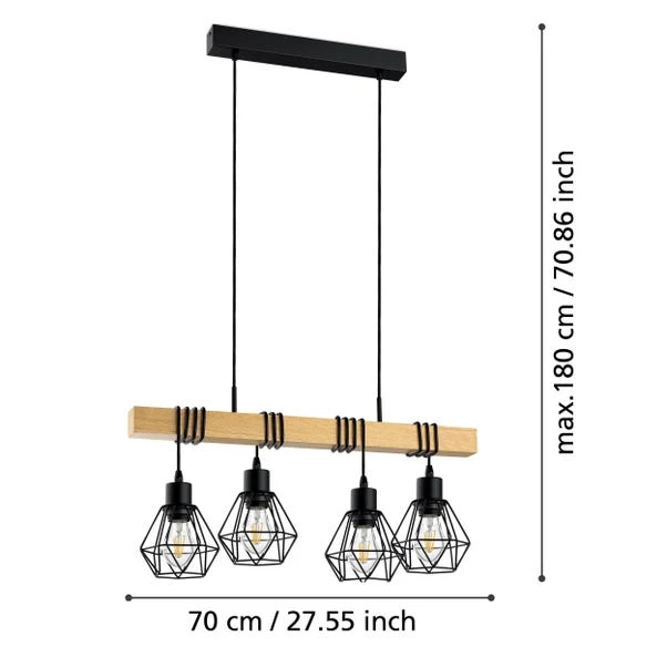 EGLO Townshend Industrial 4 Light Adjustable Diner Ceiling Light 5 EGLO Townshend Industrial 4 Light Adjustable Diner Ceiling Light - Image 5
