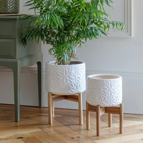 Aspen Flower Ceramic Plant Pot With Stand 12 Aspen Flower Ceramic Plant Pot With Stand - Image 12