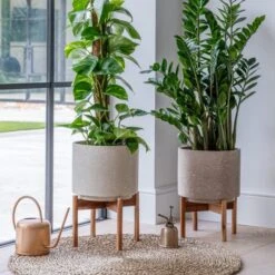 Valetta Speckled Ceramic Plant Pot With Stand