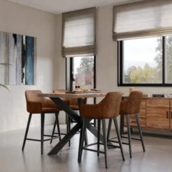 Indus Valley Logan 4 Seater Bar Table With 4 Logan Faux Leather Bar Stools