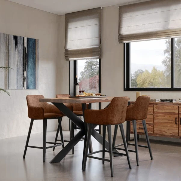 Indus Valley Logan 4 Seater Bar Table With 4 Logan Faux Leather Bar Stools 1 Indus Valley Logan 4 Seater Bar Table With 4 Logan Faux Leather Bar Stools