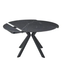 Indus Valley Camden 4-6 Seater Black Round Extendable Dining Table With 6 Pebble Dining Chairs -ELEND SHOP 30988198 alt02
