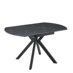 Indus Valley Camden 4-6 Seater Black Round Extendable Dining Table With 6 Pebble Dining Chairs -ELEND SHOP 30988198 alt03