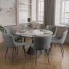 Indus Valley Camden 4-6 Seater Conical Extendable Dining Table With 6 Simba Dining Chairs