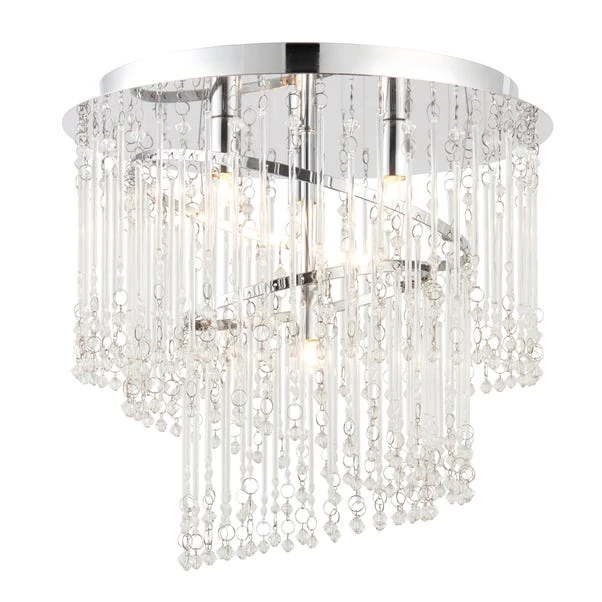 Return - Vogue Camile Spiral 4 Light Flush Chandelier, Chrome 1 Return - Vogue Camile Spiral 4 Light Flush Chandelier, Chrome