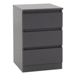 Return - Walker 3 Drawer Bedside Table, Grey