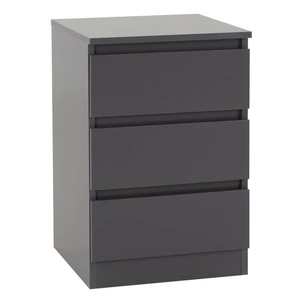 Return - Walker 3 Drawer Bedside Table, Grey 1 Return - Walker 3 Drawer Bedside Table, Grey