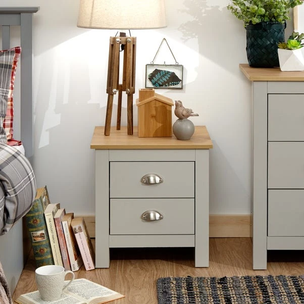 Return - Lancaster 2 Drawer Bedside Table, Grey 1 Return - Lancaster 2 Drawer Bedside Table, Grey
