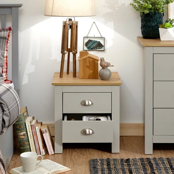Return - Lancaster 2 Drawer Bedside Table, Grey 3 Return - Lancaster 2 Drawer Bedside Table, Grey - Image 3