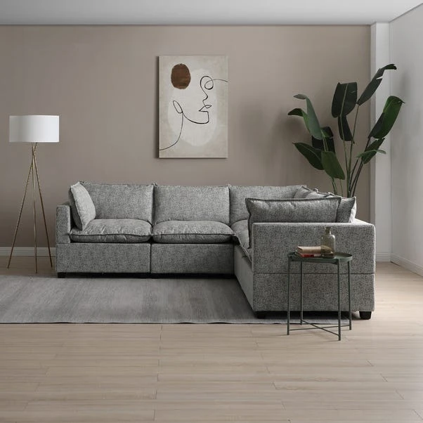 Moda Corner Modular Sofa, Light Grey Boucle 2 Moda Corner Modular Sofa, Light Grey Boucle - Image 2
