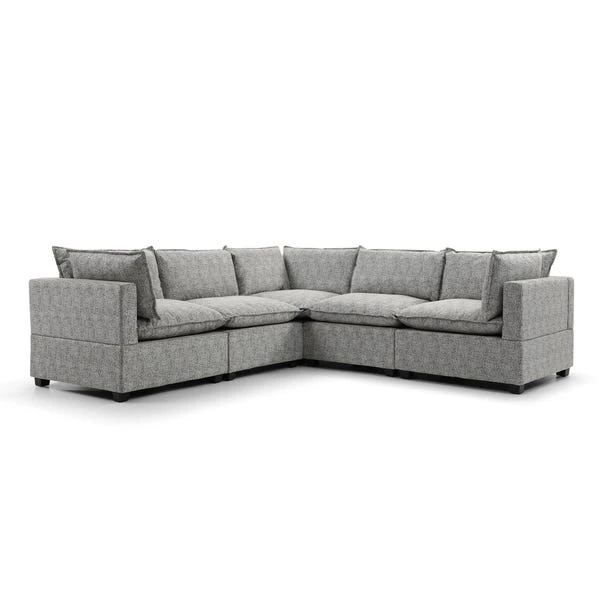 Moda Corner Modular Sofa, Light Grey Boucle 3 Moda Corner Modular Sofa, Light Grey Boucle - Image 3